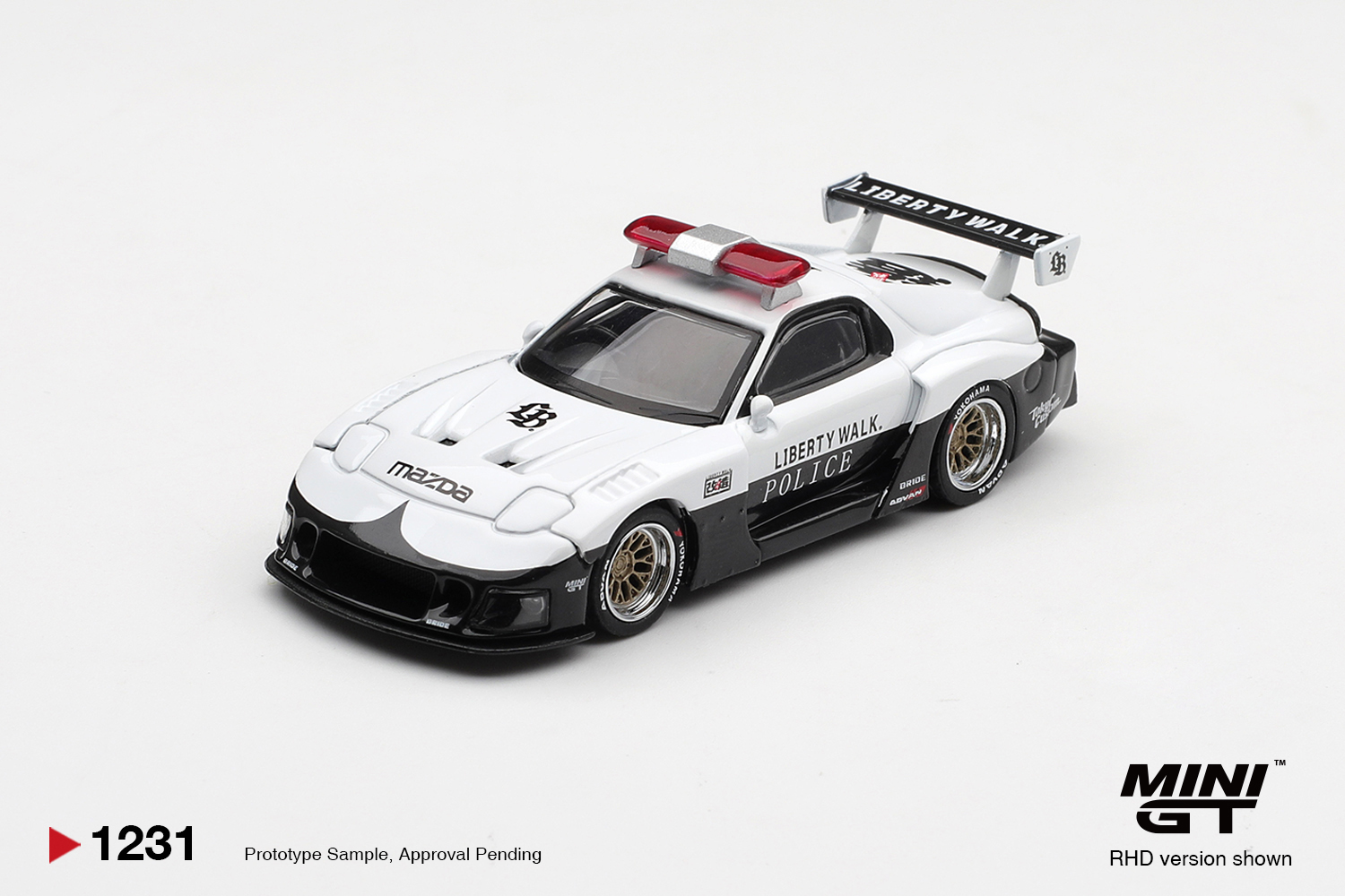 Policyjna Mazda RX-7 LB-Super Silhouette Liberty Walk Mini GT 1:64 MGT01231
